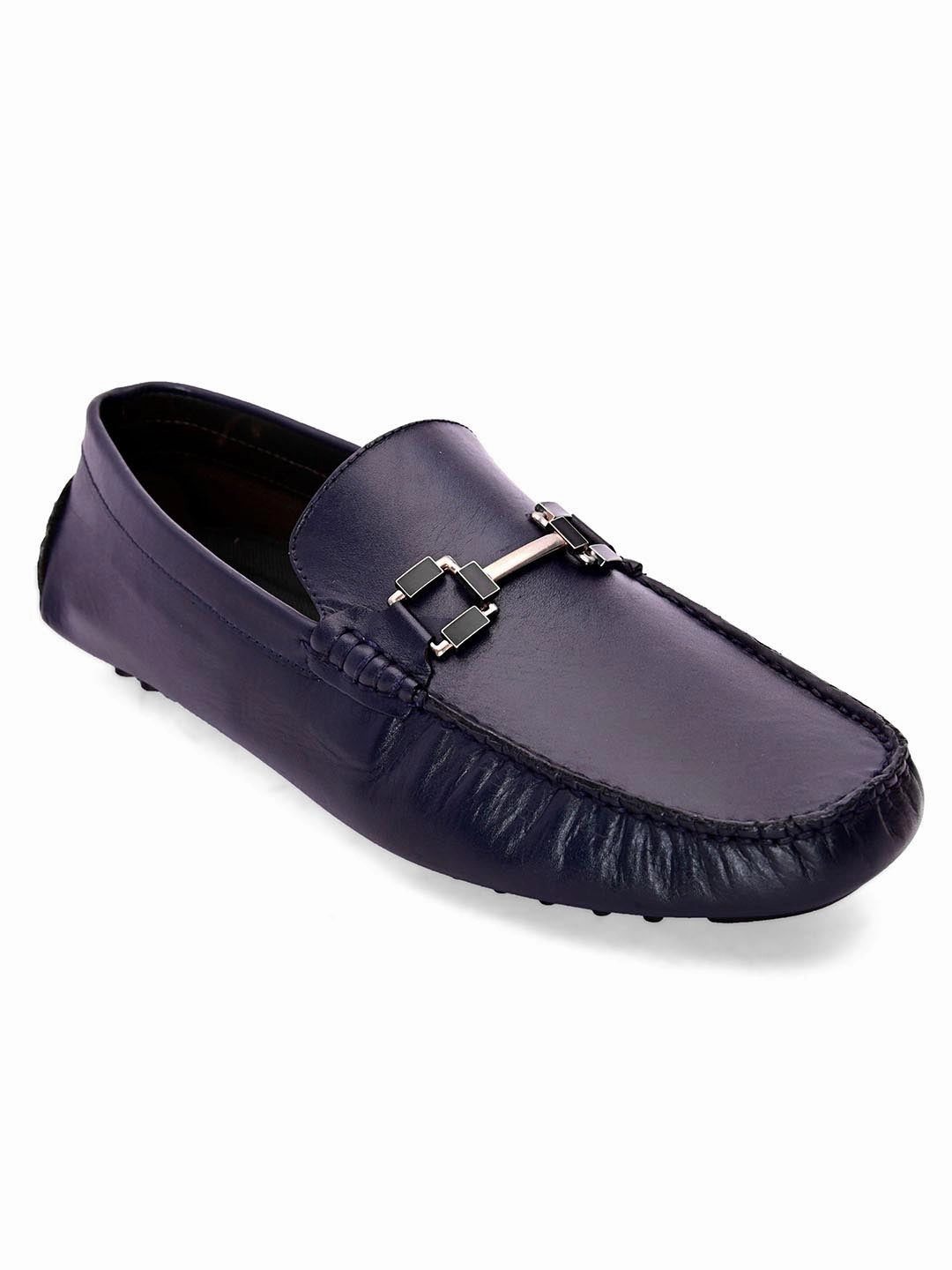 Bingo Blue Loafers With Buckle Loafers Slipping
