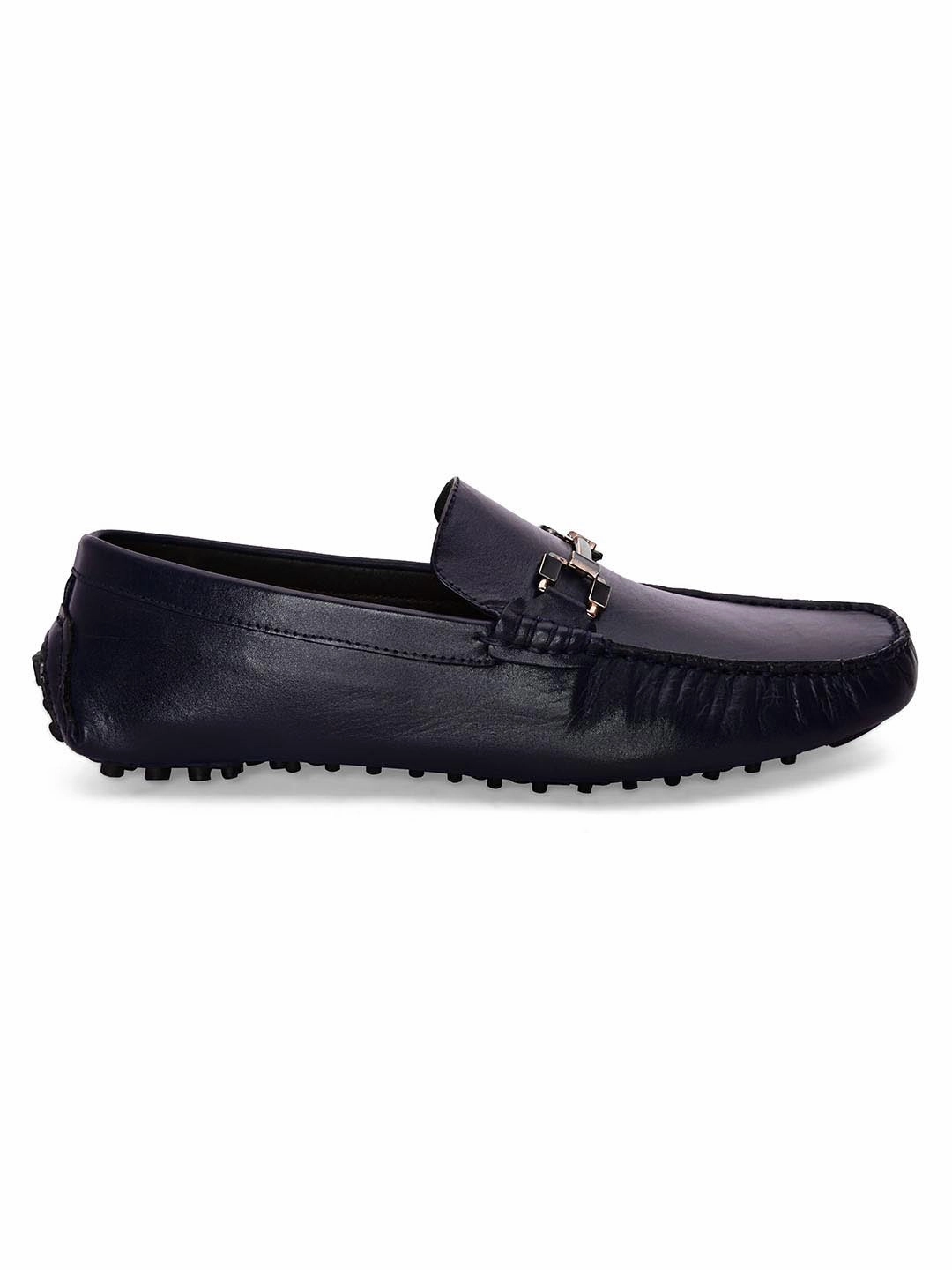 Bingo Blue Loafers With Buckle Rubber Sole Loafers