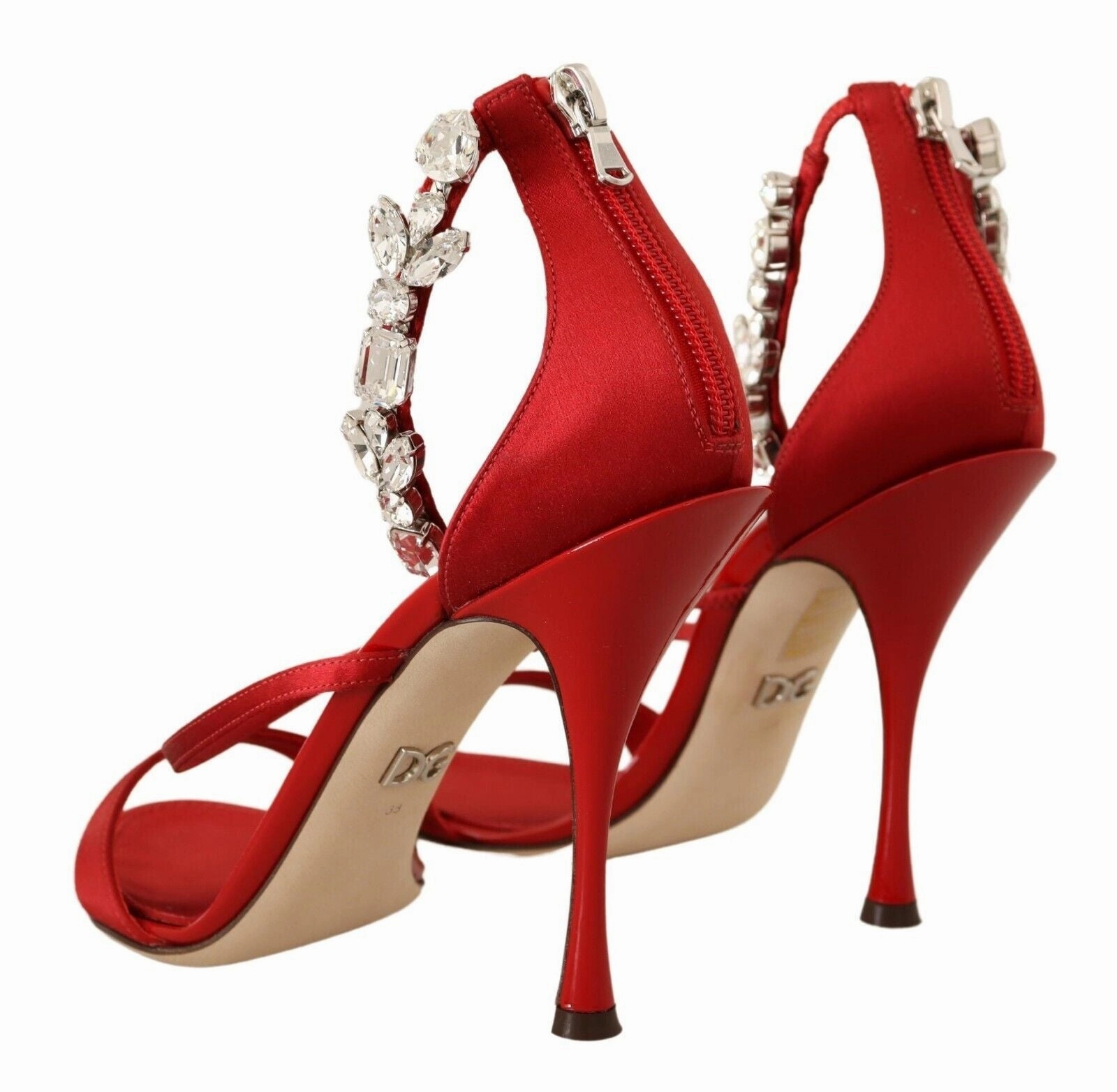 Red Satin Crystals Sandals Keira Heels Shoes Sandals Resort Barbados