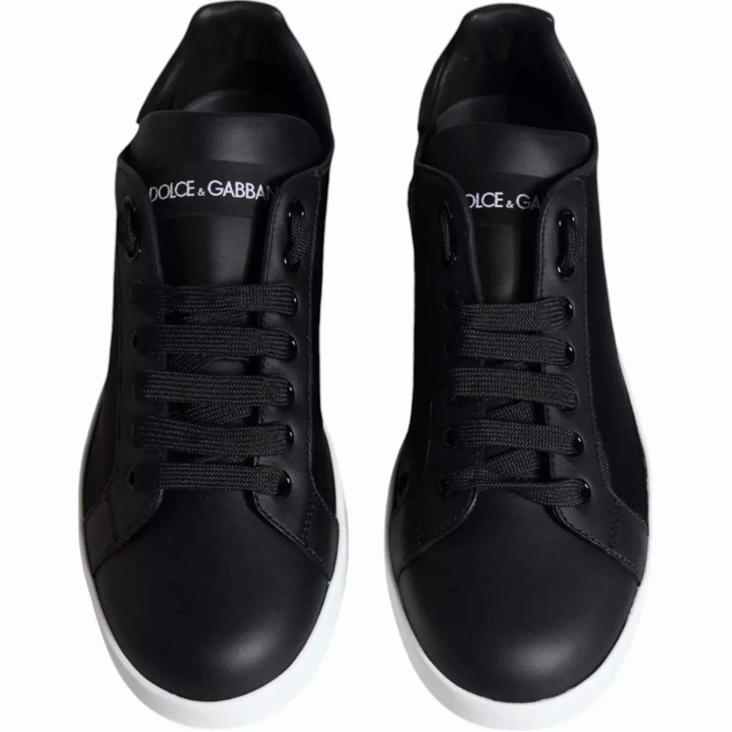 Dolce & Gabbana Black Calf Leather Portofino Sneakers Shoes Kobe All Star Sneakers