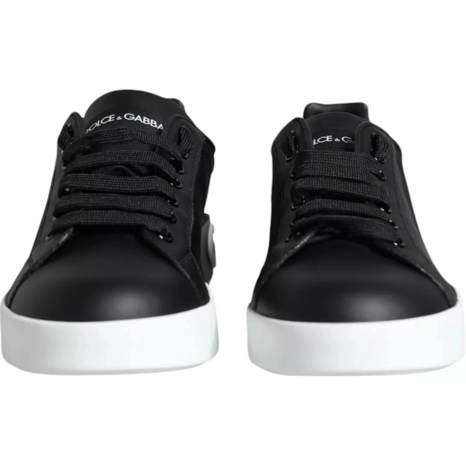 Dolce & Gabbana Black Calf Leather Portofino Sneakers Shoes Snoop Dogg Sneakers