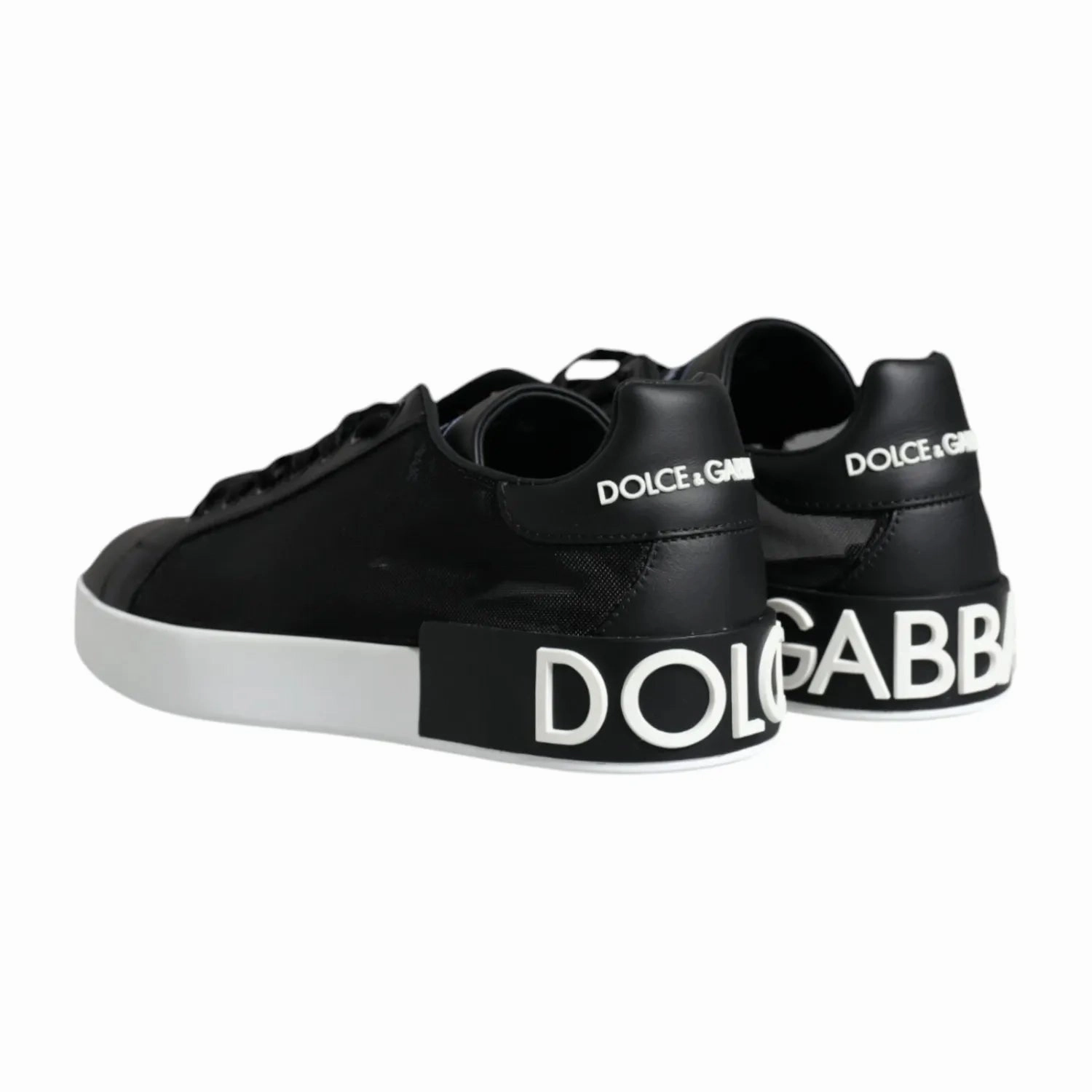 Sneakers Mules Dolce & Gabbana Black Calf Leather Portofino Sneakers Shoes