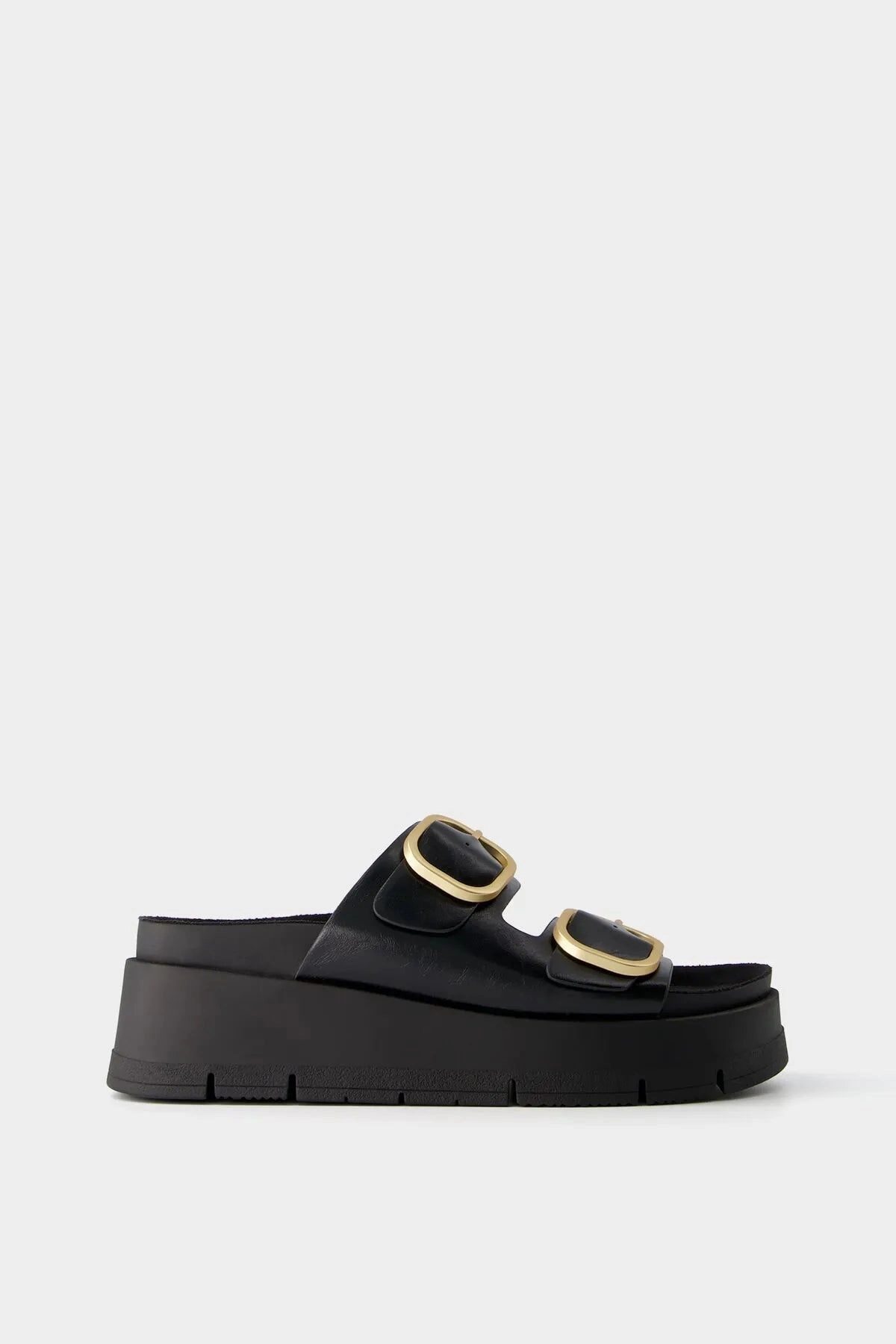 Bershka Women's  Buckle Platform Sandals Arizona Slide Sandals