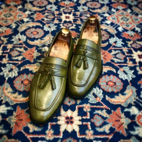 Crafted with Care Tailor-Made Premium Loafers, Pure Leather Loafers Shoes, Moccasin Shoes, Genuine Green Leather Shoes, Handmade Loafers Bespoke Shoes For Mens Espadrilles Loafers