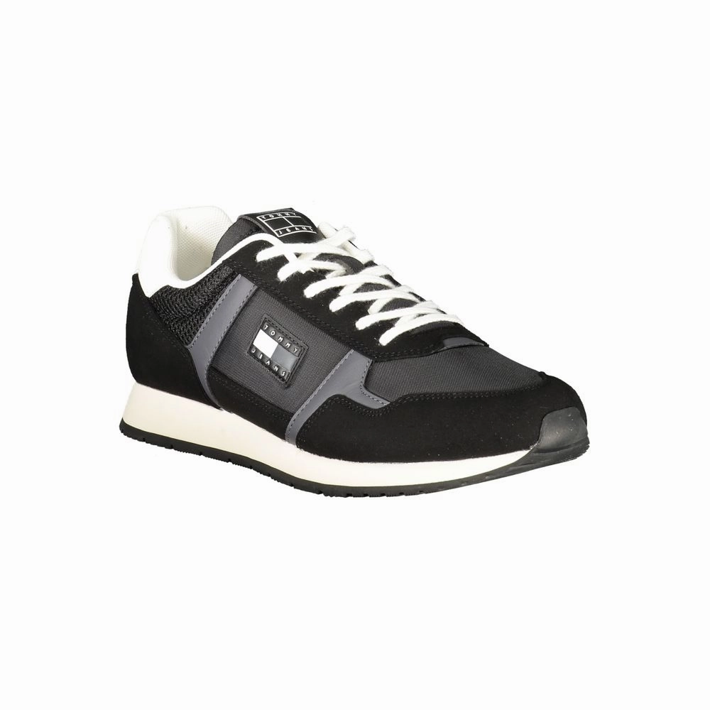 Tommy Hilfiger Black Polyester Men Sneaker Most Comfortable Sneakers For Standing All Day