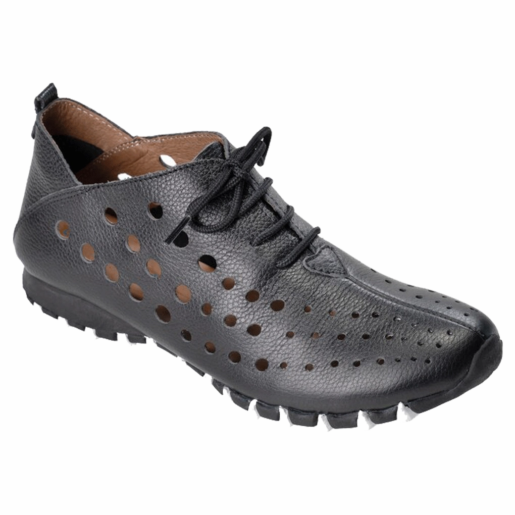 Litfoot Women's Oxford LF9010 Black Leather Dressy Casual Shoes To Wear With Jeans