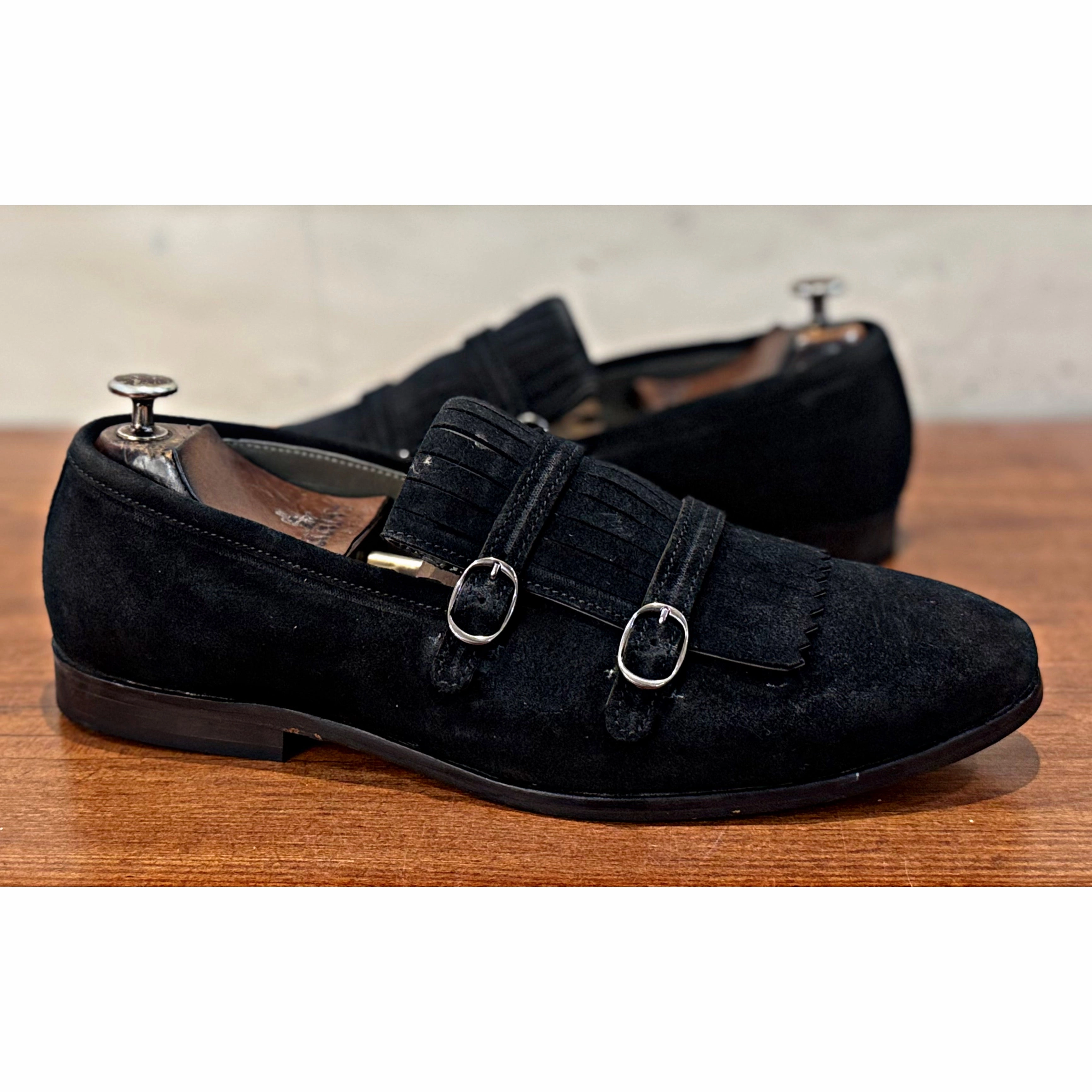 Tassel Suede Loafers Black Fringe Loafers