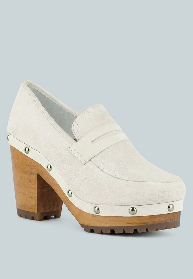 Gh Bass Penny Loafers OSAGE White Clogs Loafers in Fine Suede