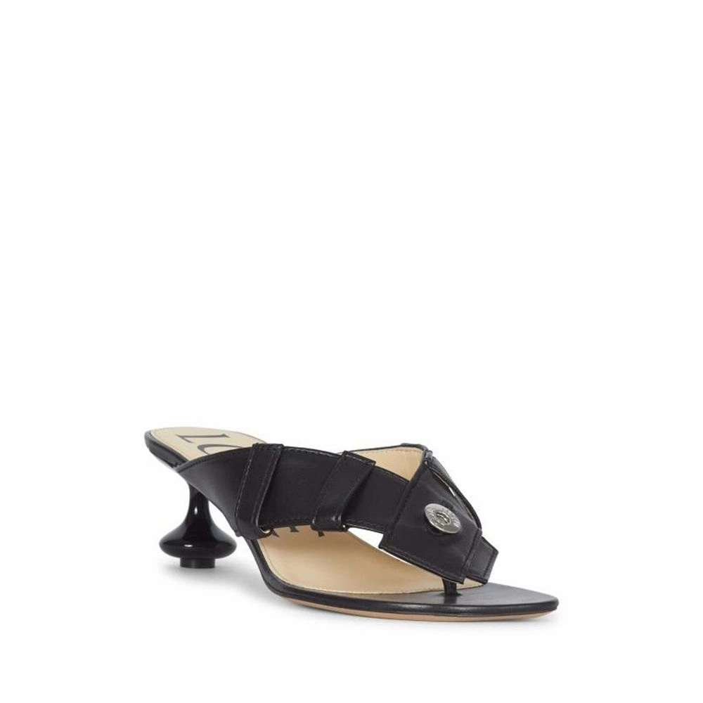Sandals Antigua Loewe Black Lamb Leather Strap-On Sandals