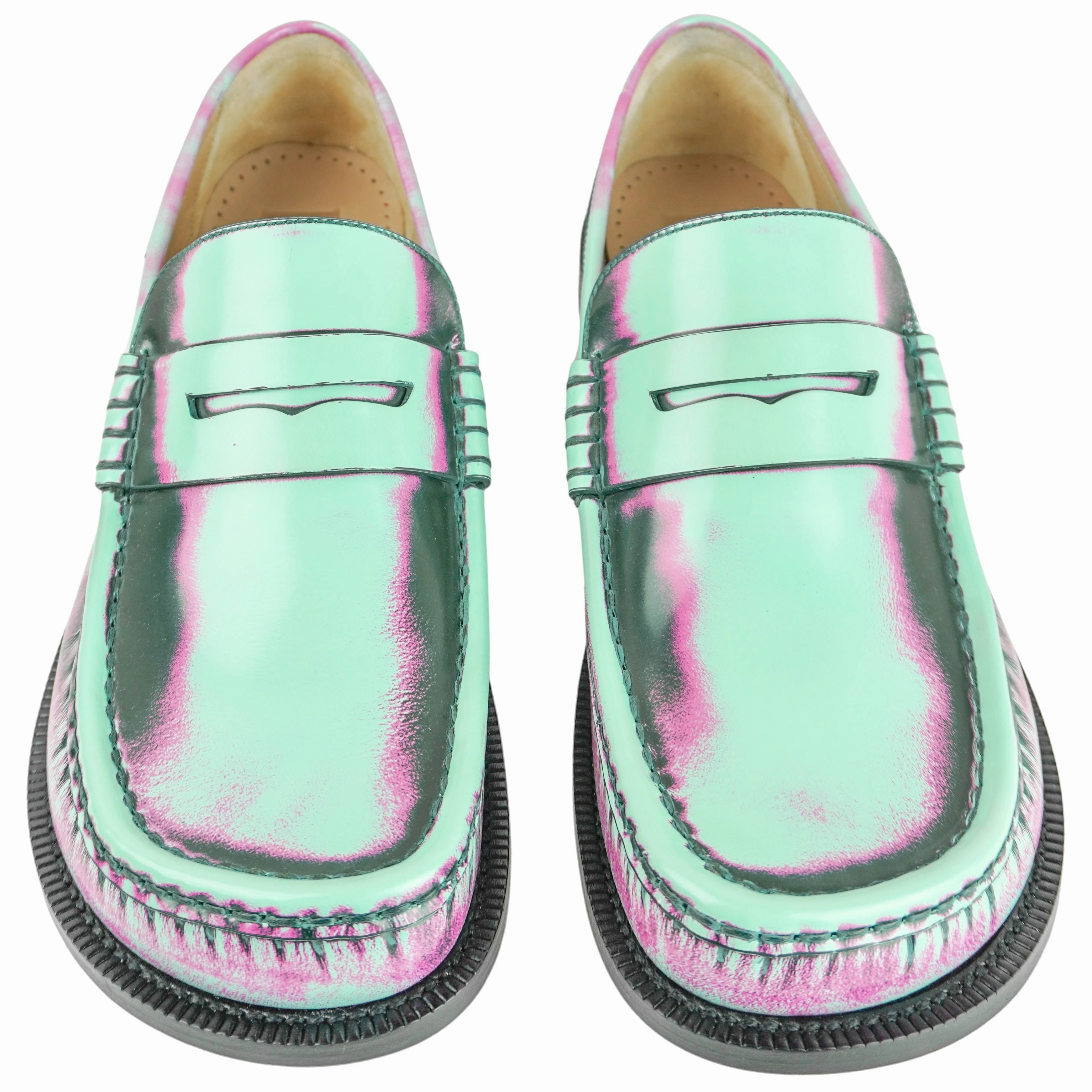 Loewe Brushed Leather Campo Loafer in Mint, Rose and Forest Green Running Shoes For Flat Feet Overpronation