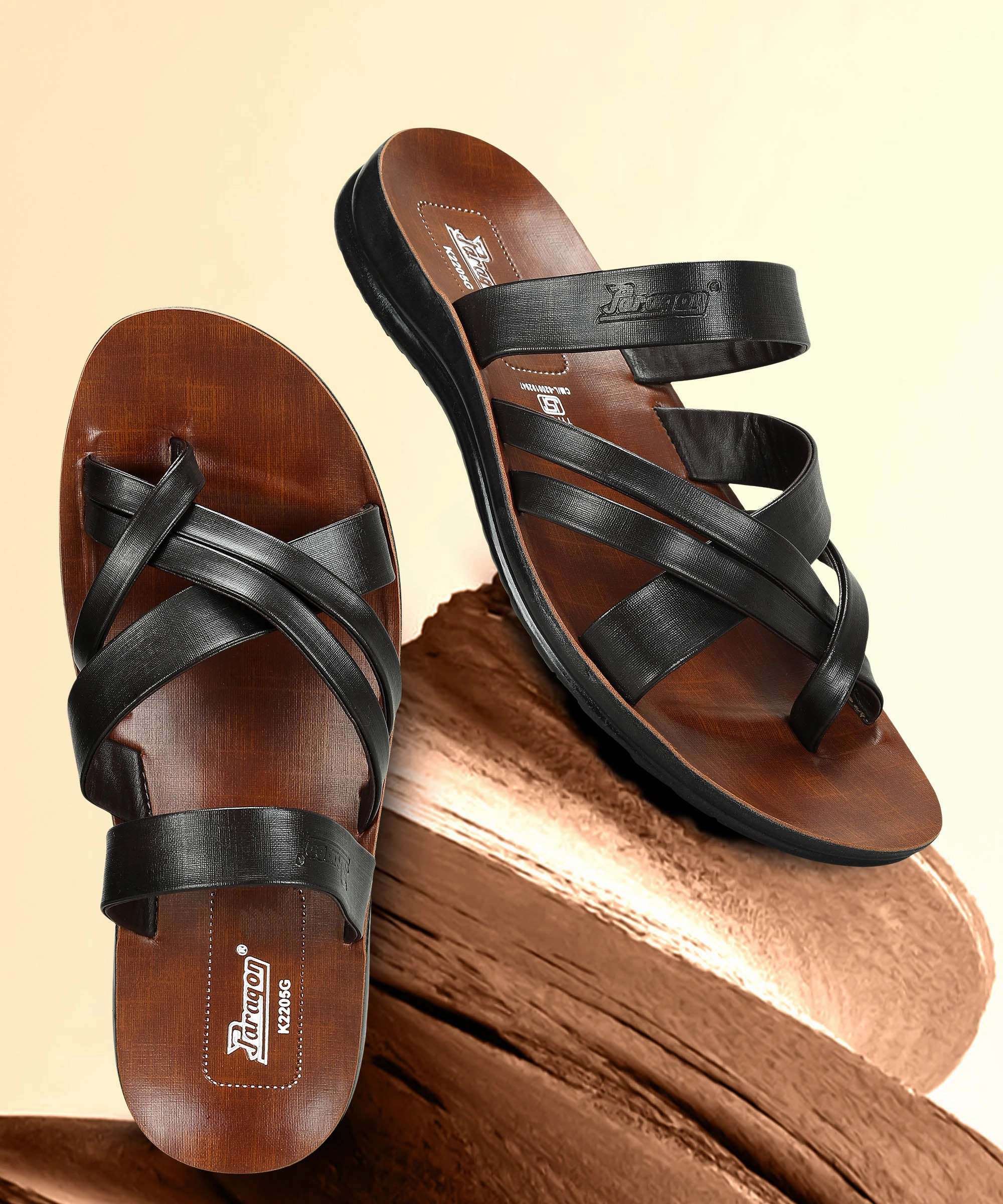 Paragon Men's Slip-on Brown Sandals for Men | Comfortable Sole & Durable Sandals Slides Shoes