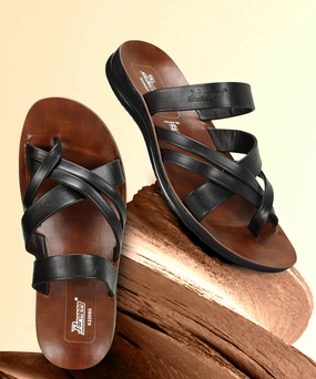 Paragon Men's Slip-on Brown Sandals for Men | Comfortable Sole & Durable Slider Sandals