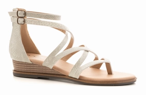 Sweet Tea White Snake Strappy Sandal Dressy Flip Flops For Wedding