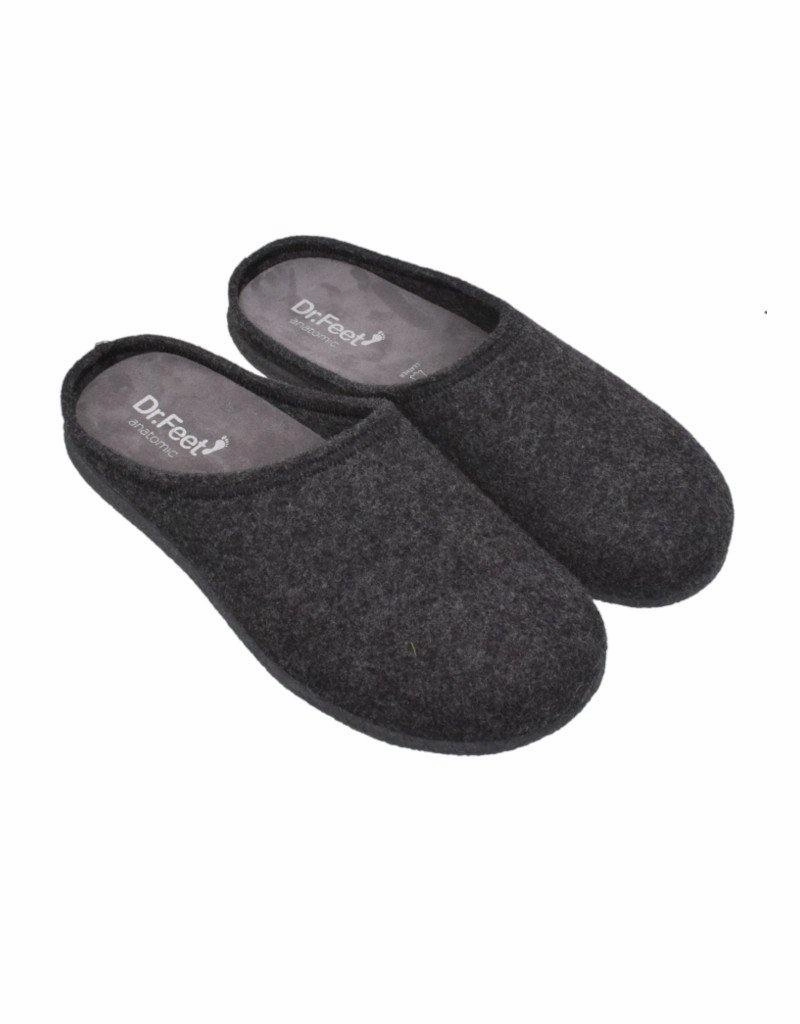 Dr Feet 800 Rubber Sole Dark Grey Harley Slippers