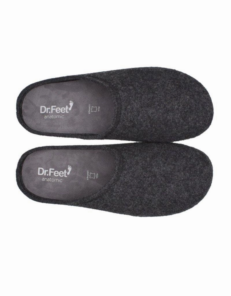 Dr Feet 800 Rubber Sole Dark Grey Slippers In Bulk