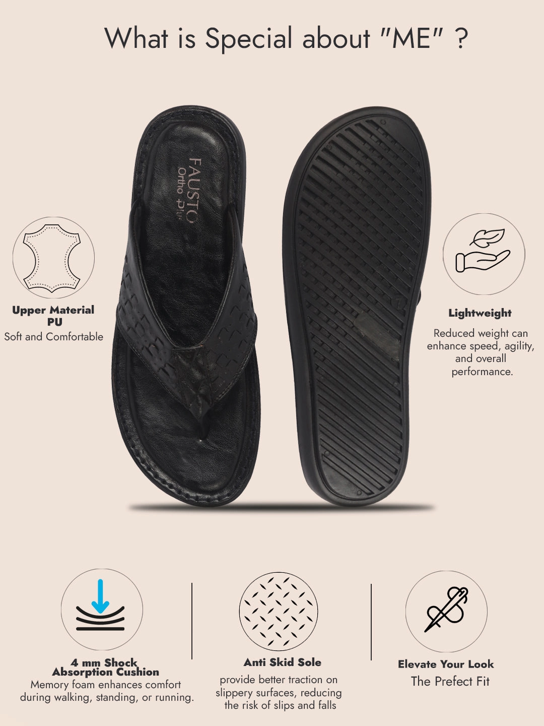 Men Black Casual Outfit Ortho T-Strap Thong Slippers|Memory Cushioned Footbed|Ultra Lightweight and Comfort Slip On Slipper Salad Fingers Slippers