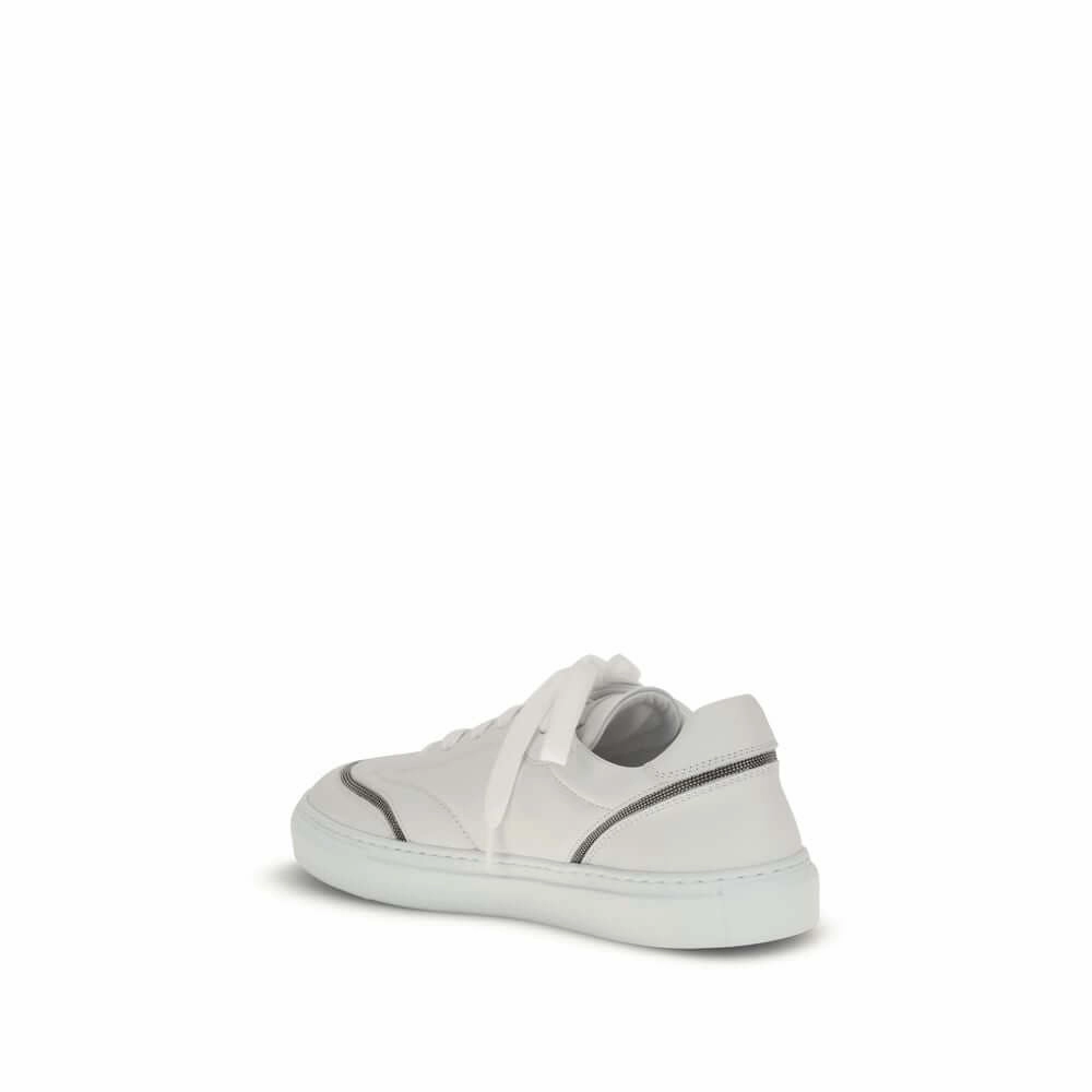 Best Flat Work Shoes Brunello Cucinelli White Calf Leather Bos Taurus Low Top Sneakers