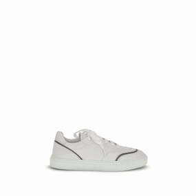 Flat Tie Up Shoes Brunello Cucinelli White Calf Leather Bos Taurus Low Top Sneakers