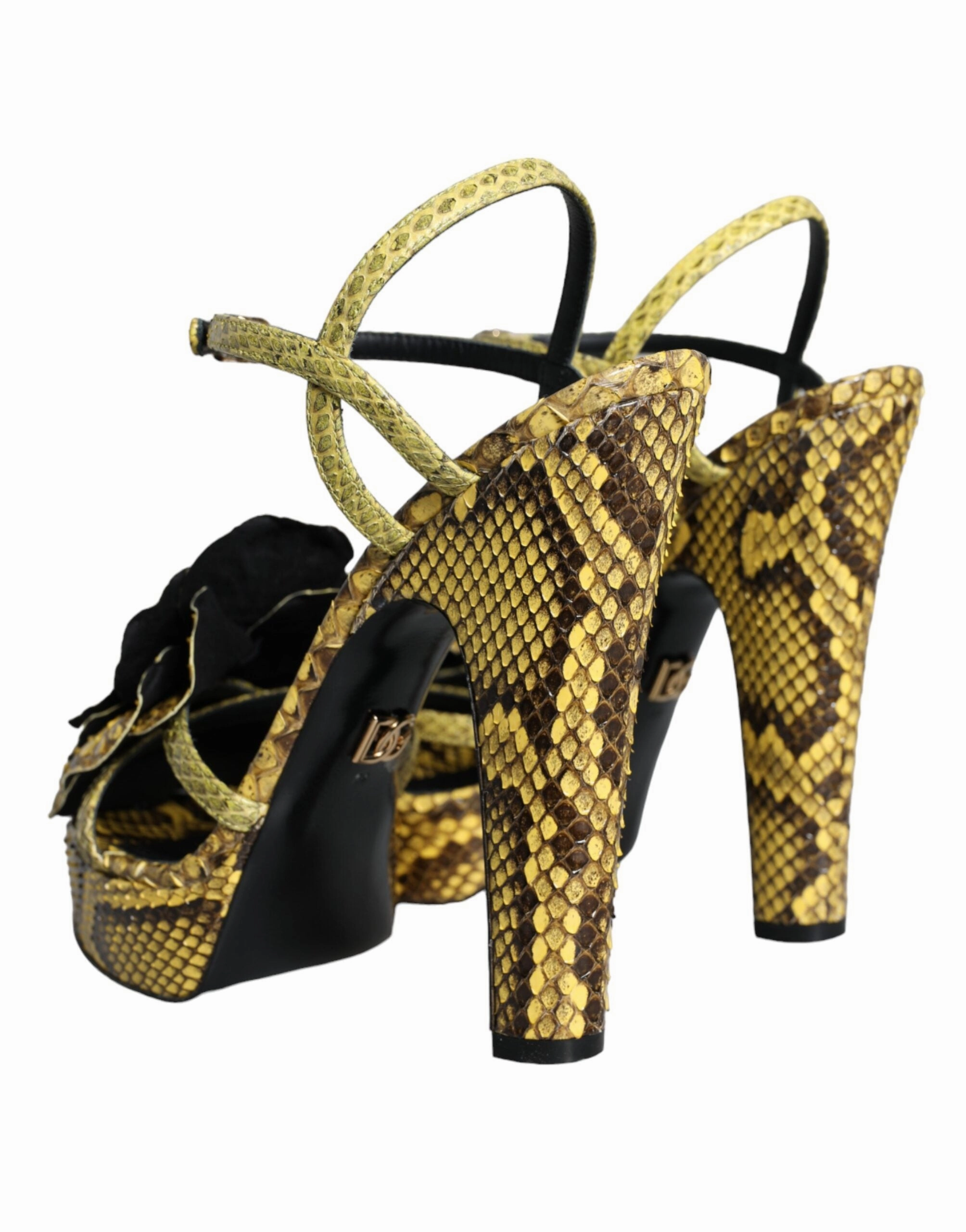 Ultralight Sandals Yellow Exotic Leather Ankle Strap Heels Sandals Shoes