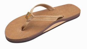 Luxury Narrow Strap Buckskin Rasta Flip Flops