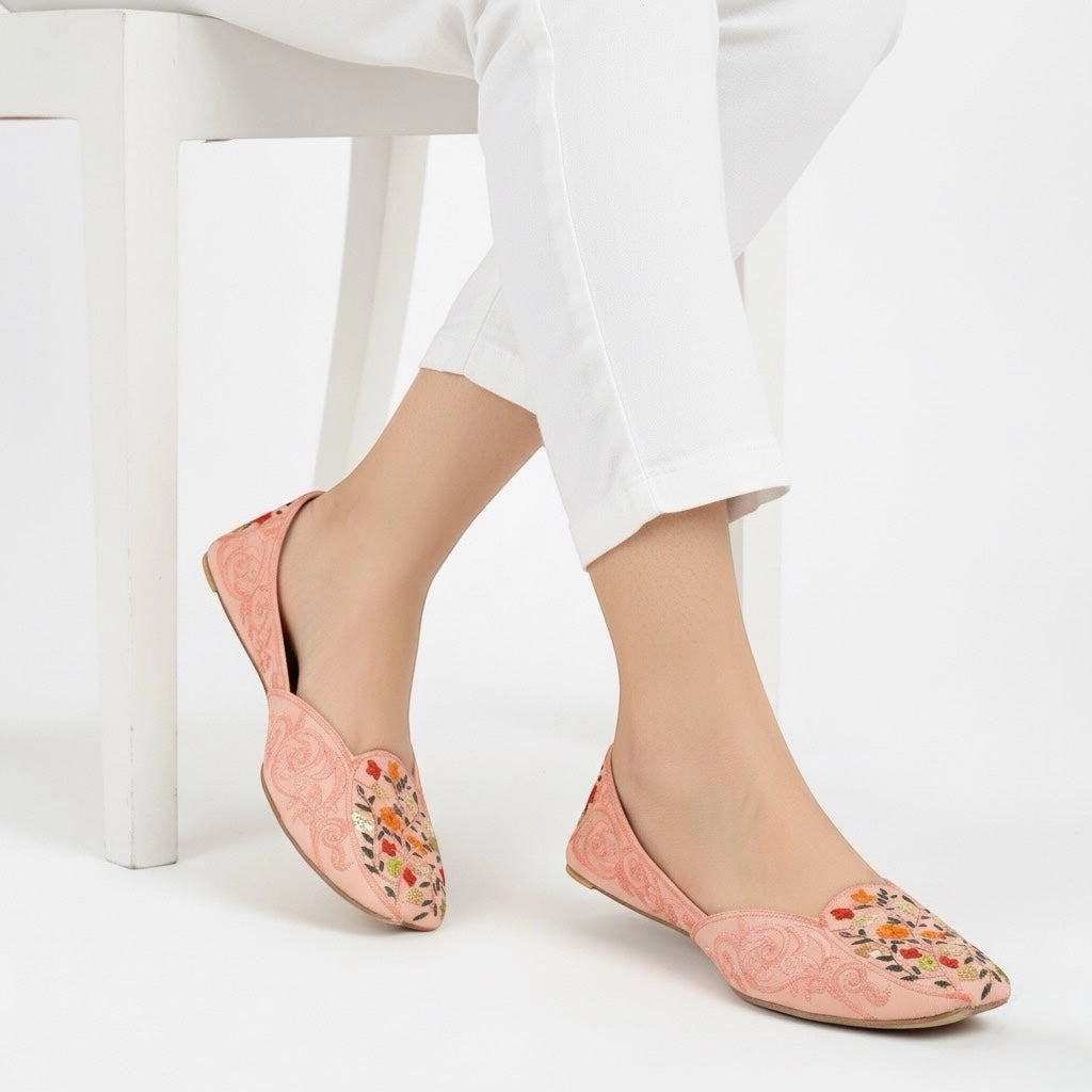 M0604 khussa-R34-3 Flat White Shoes