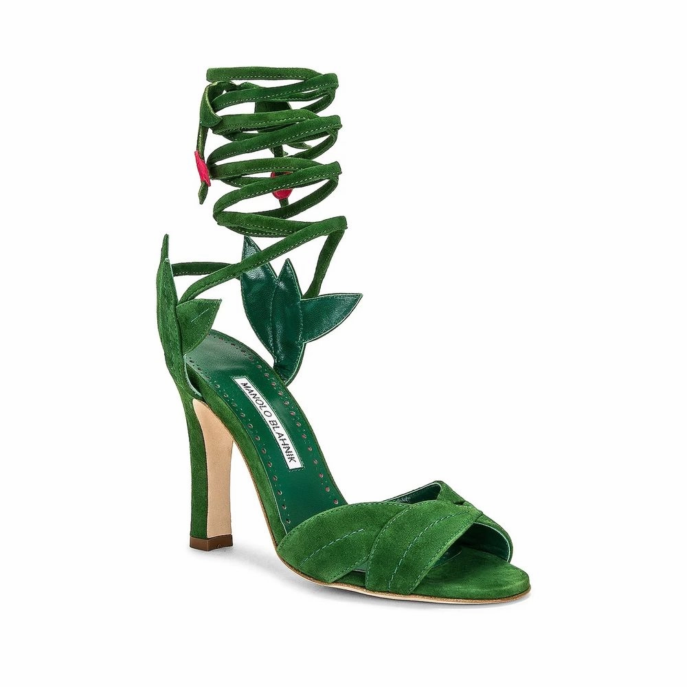 Sandals Yoga Manolo Blahnik Green Calfskin Strap-On Sandals