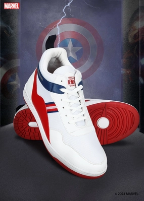 Marvel Men's White Casual Sneakers | Cushioned & Lace up Outdoor Style Running And Casual Shoes