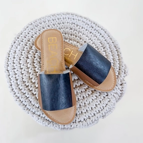 Matisse | Bonfire Slide Sandal in Tan and Black Kappa Delta Flip Flops