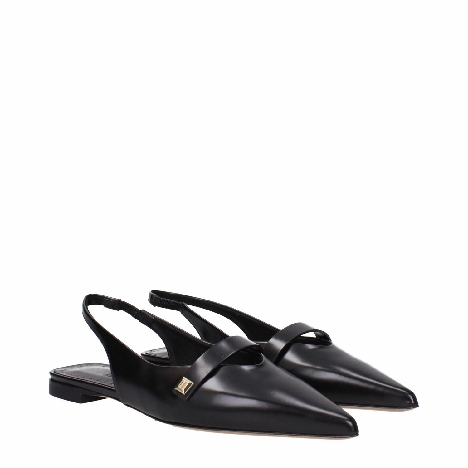 Lv Shoes Flat Max Mara Black Leather Ballet Flats