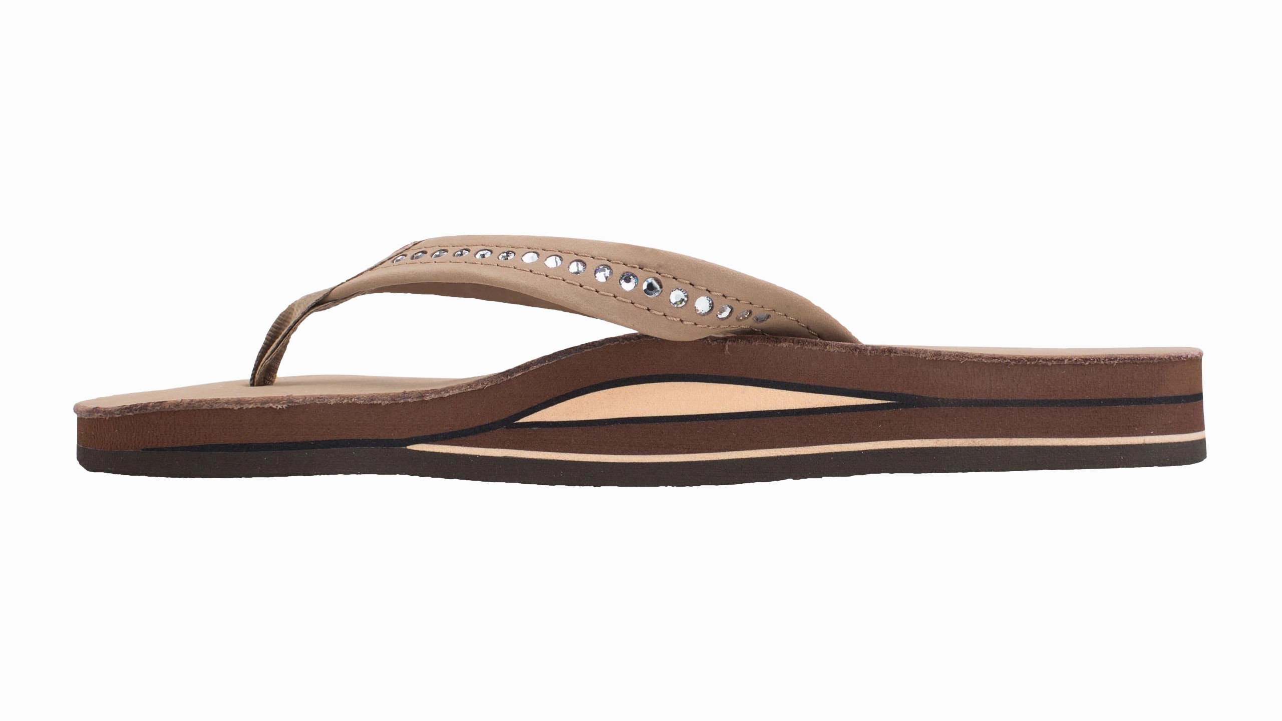 Flip Flops While Driving Medium Double Layer Crystal Dark Brown