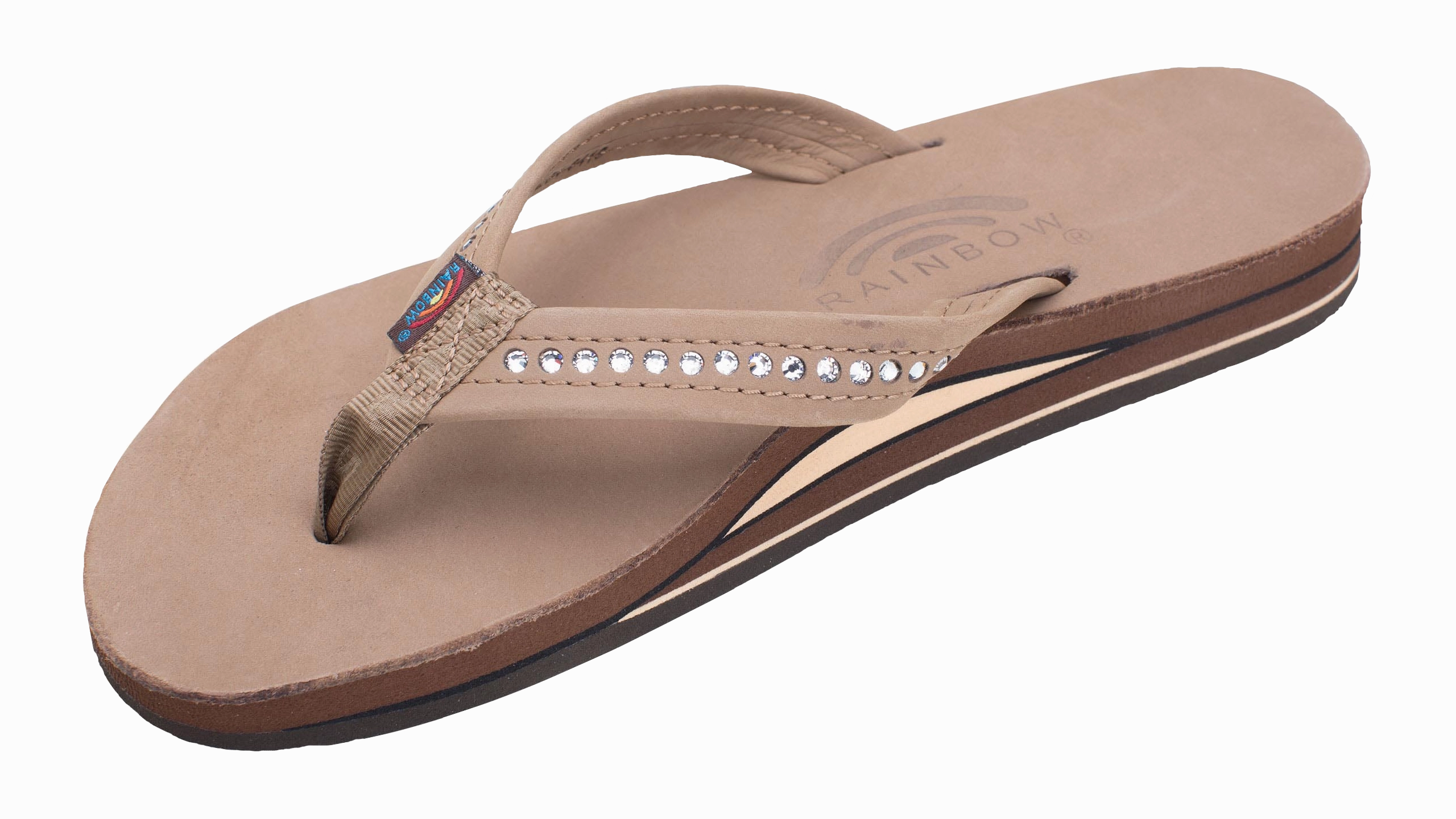 Express Flip Flops Medium Double Layer Crystal Dark Brown
