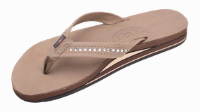 Medium Double Layer Crystal Dark Brown Healing Sole Flip Flops