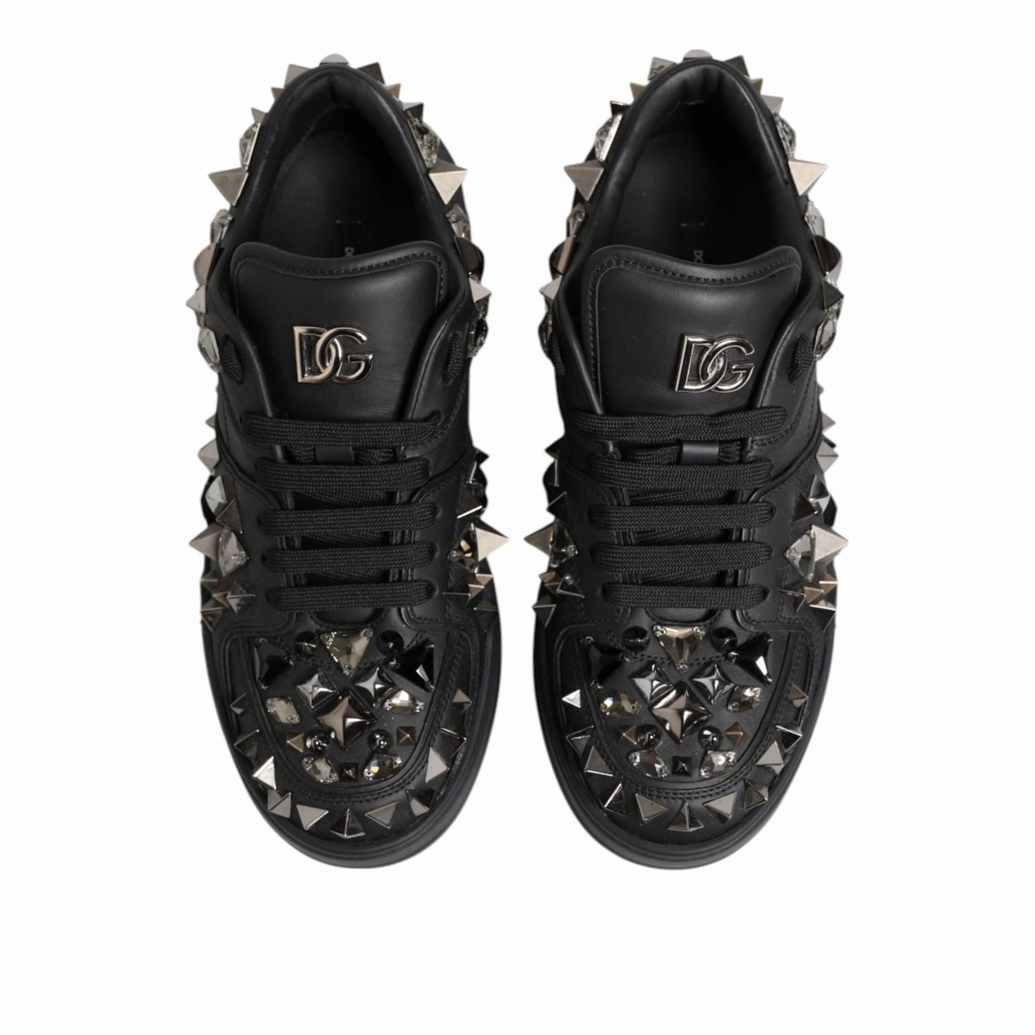 Brahma Sneakers Dolce & Gabbana Black Portofino Studded Men Sneakers Shoes