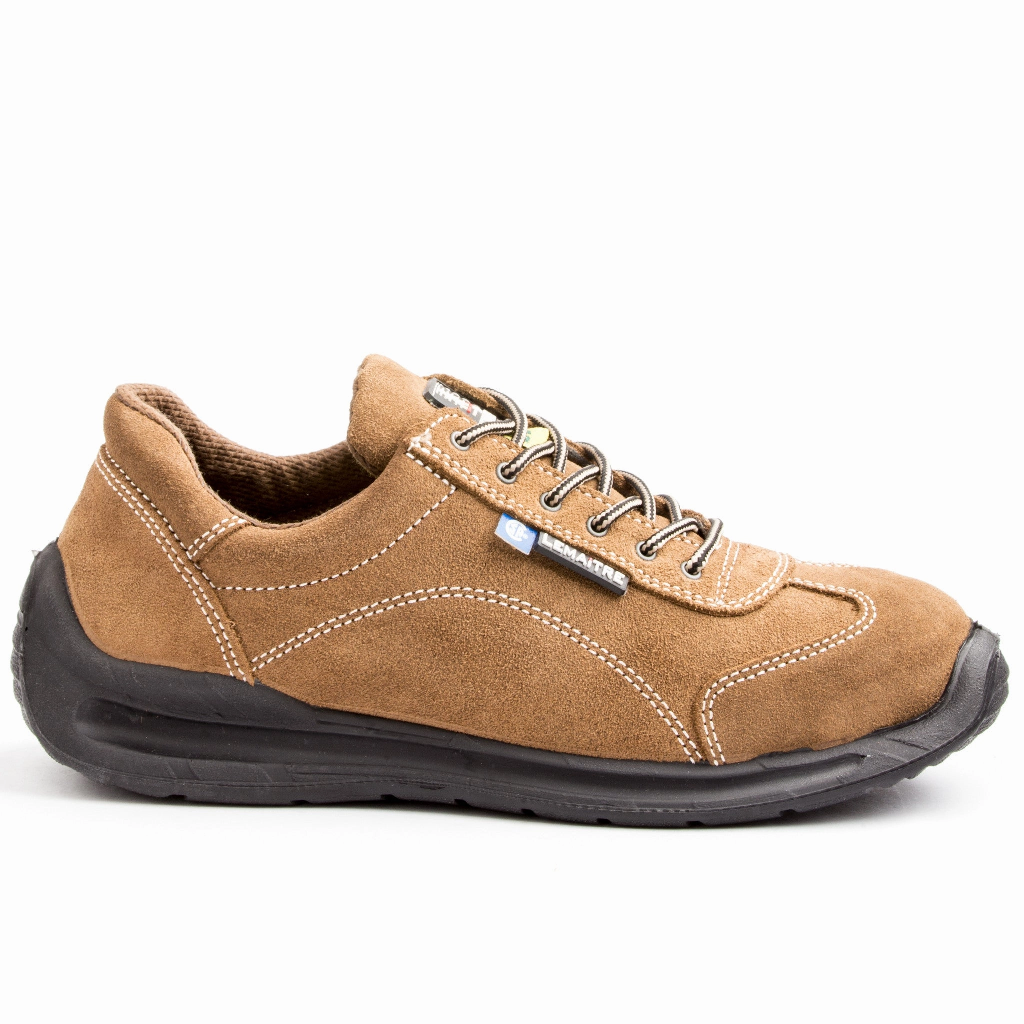 Lemaitre Viper Lightweight Leather Steel Toe Athletic Shoe - Beige Flat Ankle Shoes
