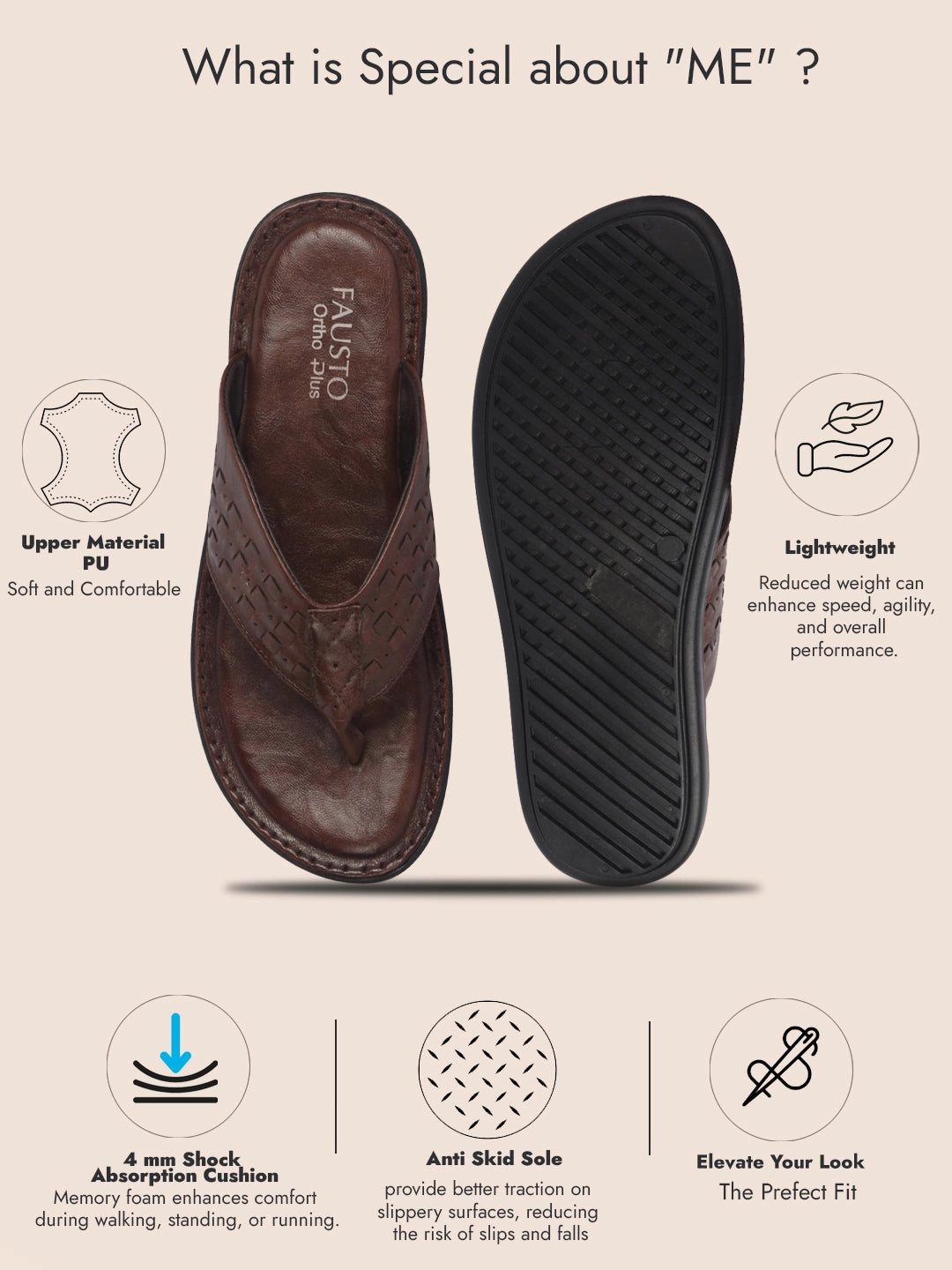 Men Brown Casual Outfit Ortho T-Strap Thong Slippers|Memory Cushioned Footbed|Ultra Lightweight and Comfort Slip On Slipper Nintendo Slippers