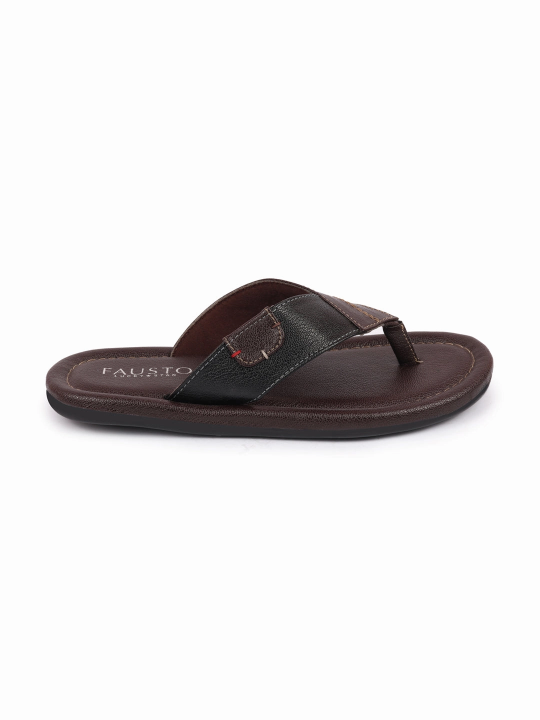 Men Brown Stitched Design Indoor Outdoor Thong Slipper Sandals Snoopy Slippers Fall