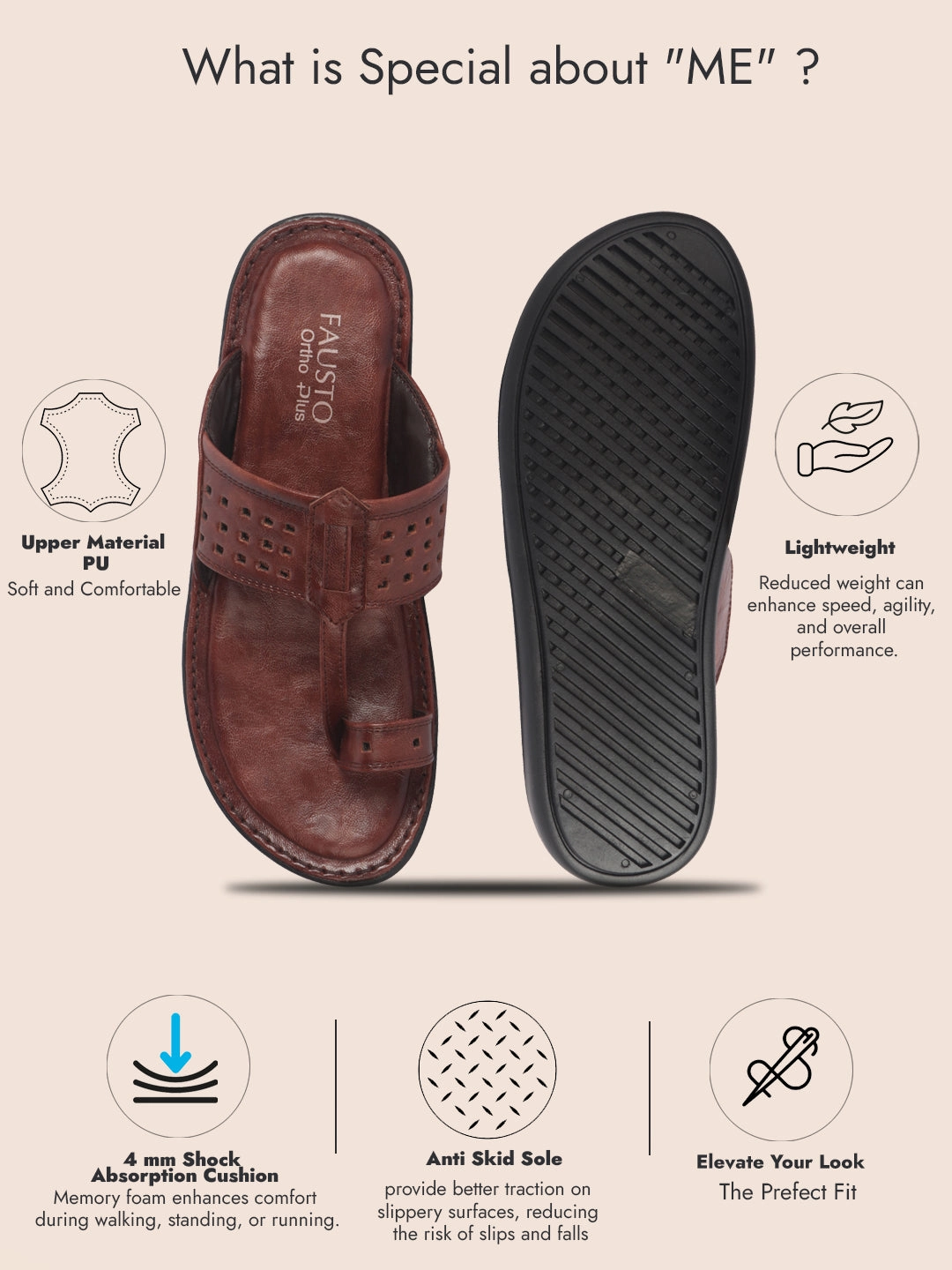 Vonmay Slippers Men Cherry Casual Outfit Kolhapuri Toe Ring Strap Ortho Slippers|Memory Cushioned Footbed|Ultra Lightweight and Comfort Slip On Slipper