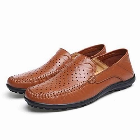 Custom Casual Shoes Men Flats Casual Outdoor Leather Hollow Out Flats Shoes