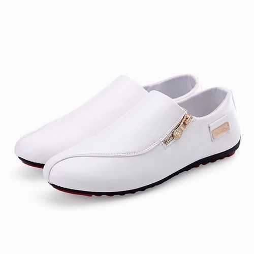 Casual Shoes To Wear Men Flats Shoes Slip On Casual Comfortable Leather Zipper Loafers Shoes