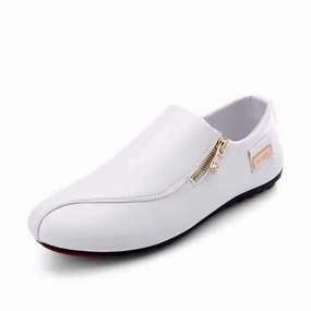 Men Flats Shoes Slip On Casual Comfortable Leather Zipper Loafers Shoes Fall Winter 2024 Shoe Trends Casual