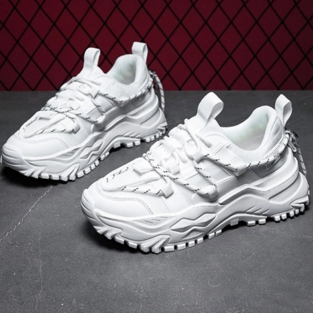 Men Lace-up Front Chunky Sneakers Suit With Sneakers