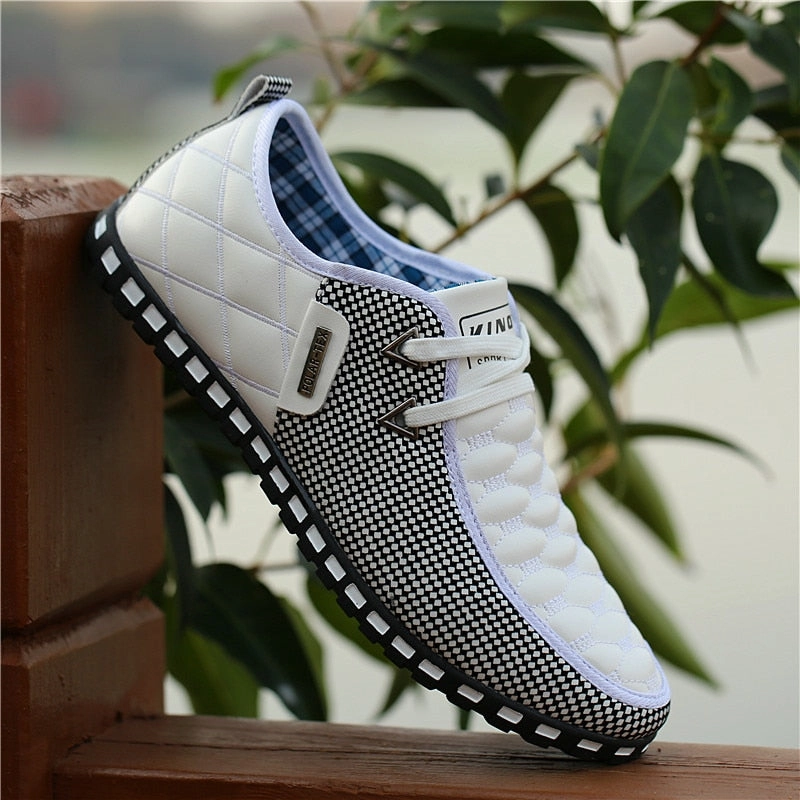 Casual Shoes To Wear With Dress Pants Men Leather Shoes  Breathable Light Weight White Sneakers