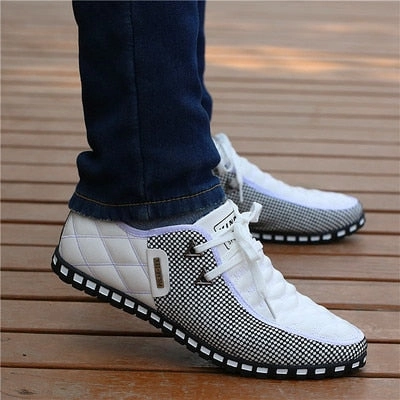 Men Leather Shoes  Breathable Light Weight White Sneakers Shoes Outdoor Breathable Casual Sneakers Run