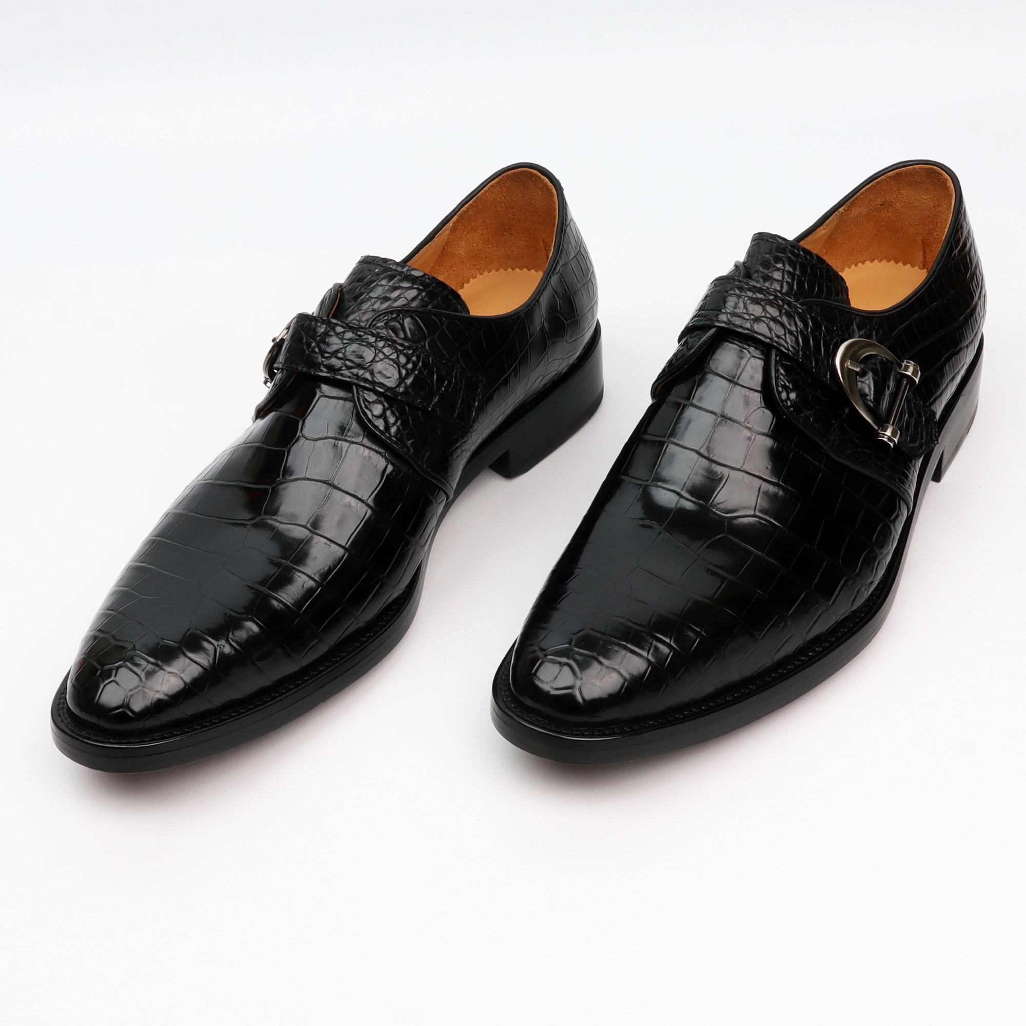 Men's Black Single Monk Strap Dress Shoes Oxford Formal Business Shoes Kaveh Loafers