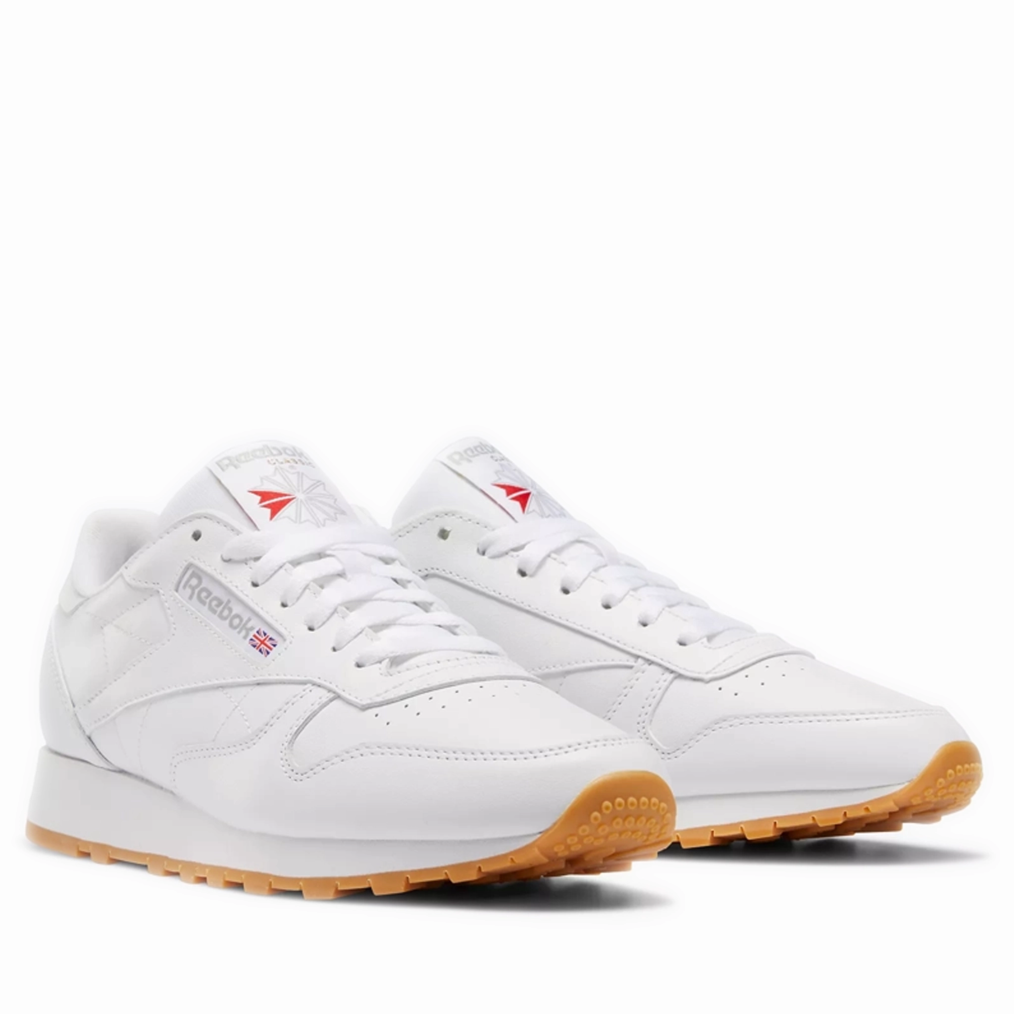 Salsa Dance Sneakers Men's Reebok Classic Leather Shoes - White/Rubber Gum-03