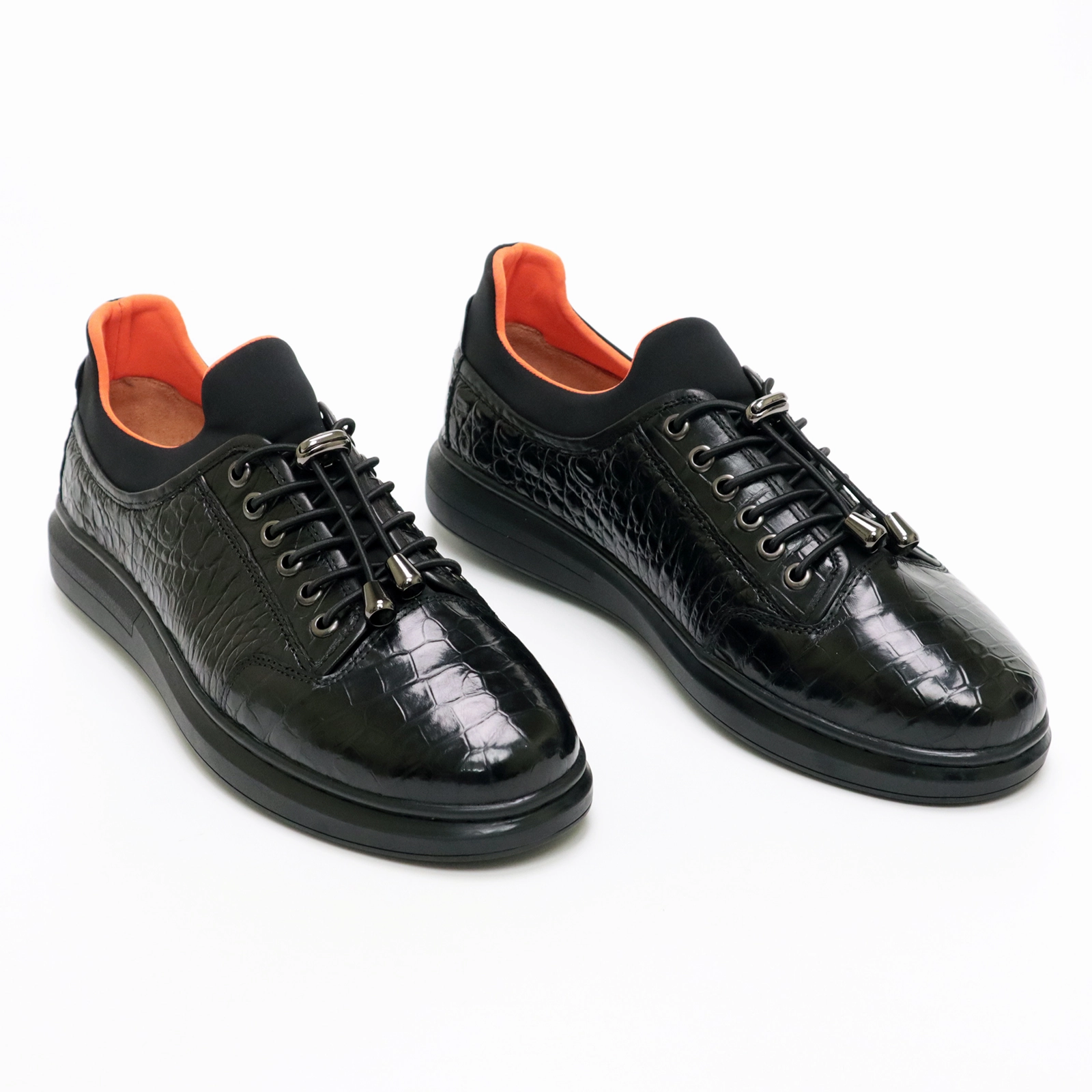 Men's Shoes Black Formal Business Classic Genuine Crocodile Leather Caroline Loafers