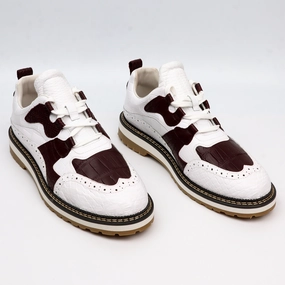 Men's Sporty Lace-Up Sneaker Genuine Crocodile Leather Loafers Comfort