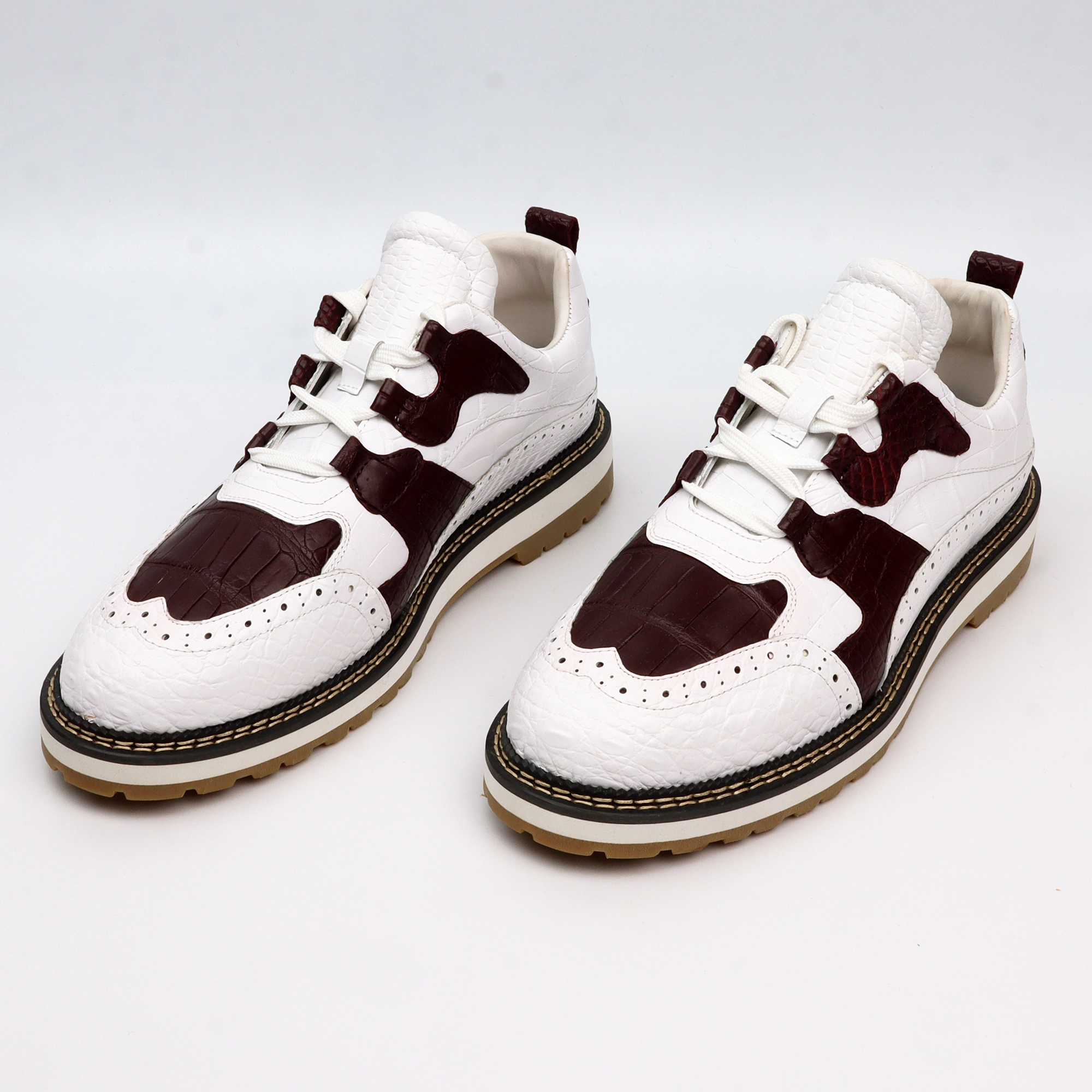 Easy Street Loafers Men's Sporty Lace-Up Sneaker Genuine Crocodile Leather