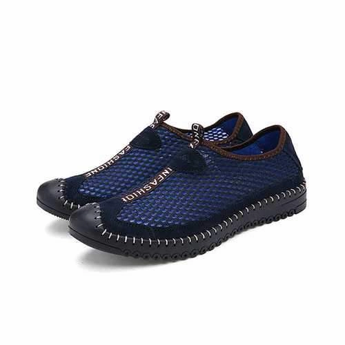 Men Summer Outdoor Sport Flat Breathable Fashion Round Toe Hollow Out Mesh Athletic Shoes Flat Shoe With Ankle Strap