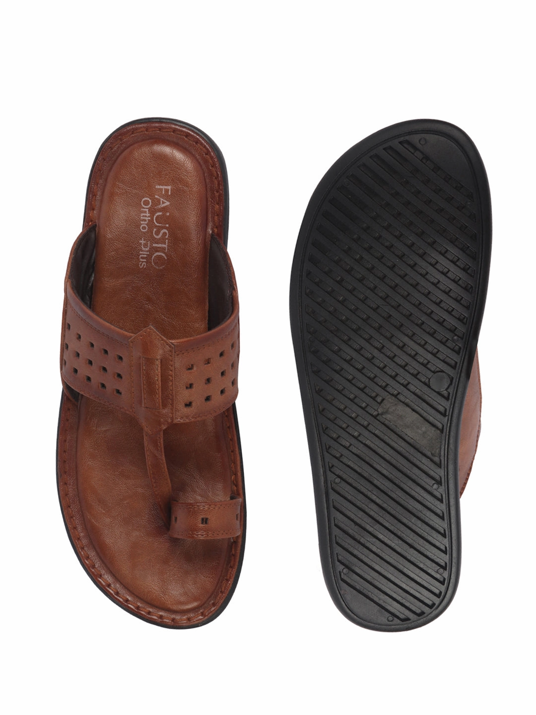 Men Tan Casual Outfit Kolhapuri Toe Ring Strap Ortho Slippers|Memory Cushioned Footbed|Ultra Lightweight and Comfort Slip On Slipper Italian Slides